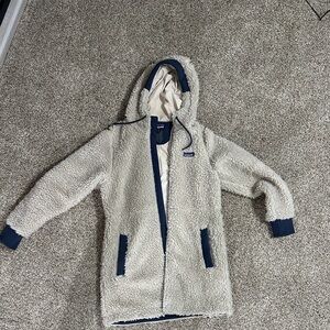 Patagonia Cream and Blue Sherpa Parka